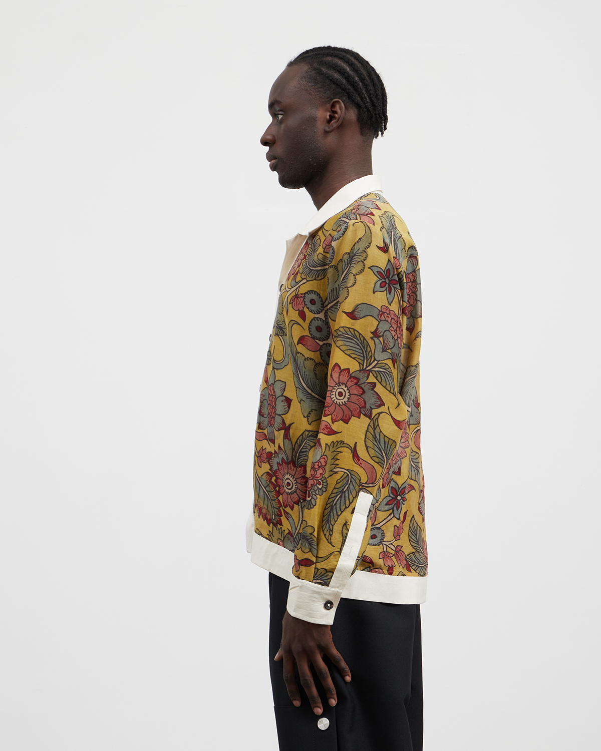 Camp Shirt Hand Painted Kalamkari Yellow