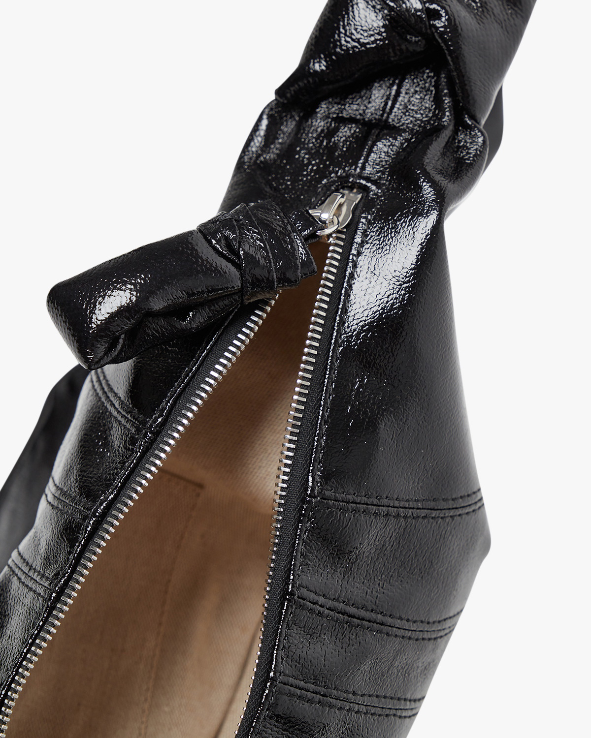 Small Croissant Bag Black Coated Linen