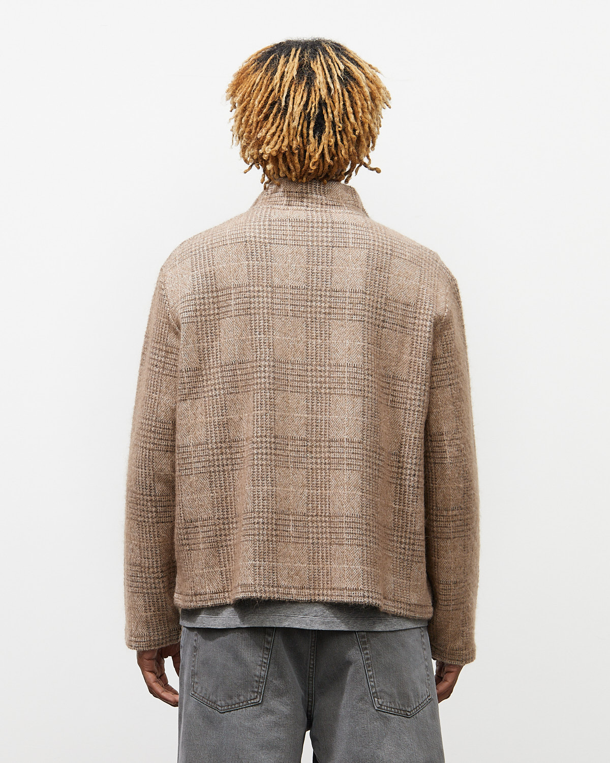 Shrunken Fullzip Polo Beige Hound Check